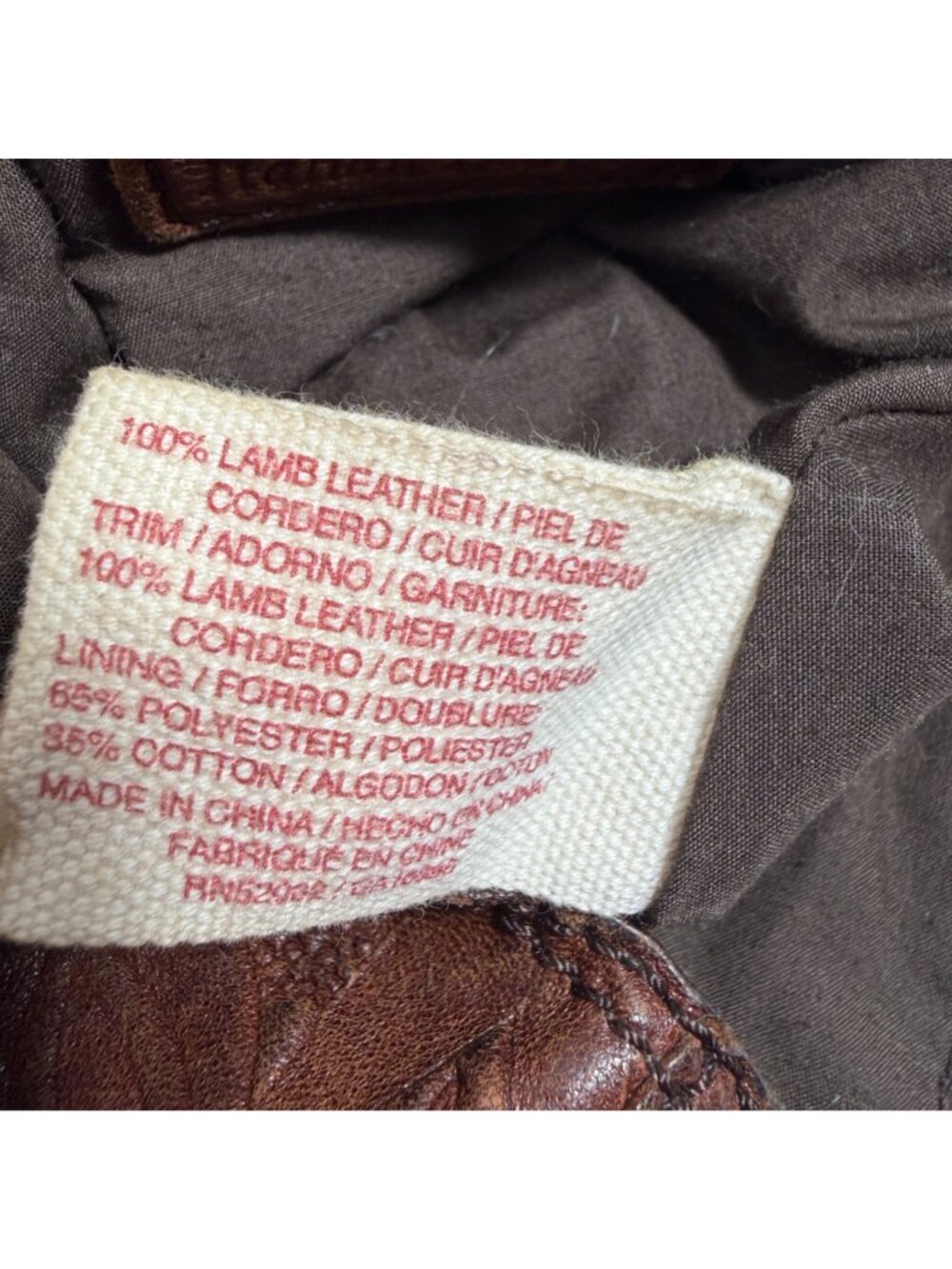 Vintage Lucky Brand Embossed Brown Lamb Leather Slouchy Shoulder Crossbody Bag - Picture 4 of 13